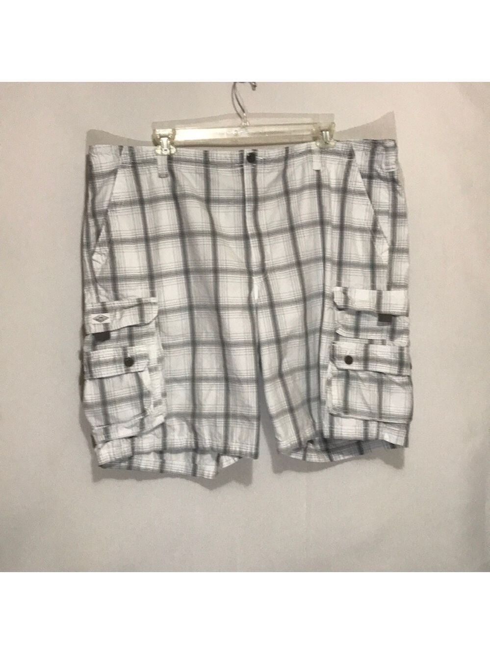 Lee Dungarees Men's Plaid Cargo Shorts in White and Gray 48 - Picture 3 of 10